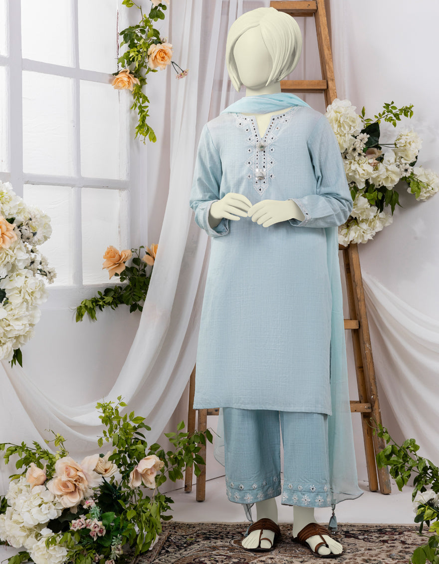 BLUE TEXTURED 3PC STITCHED | JGK-YGTL-CD-631-04