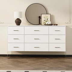 55.1 inch Modern White Dresser with Glass Legs