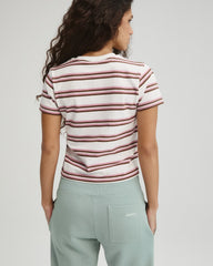 Classic Stripe Branded T-shirt - Dusty Pink/Marshmallow White