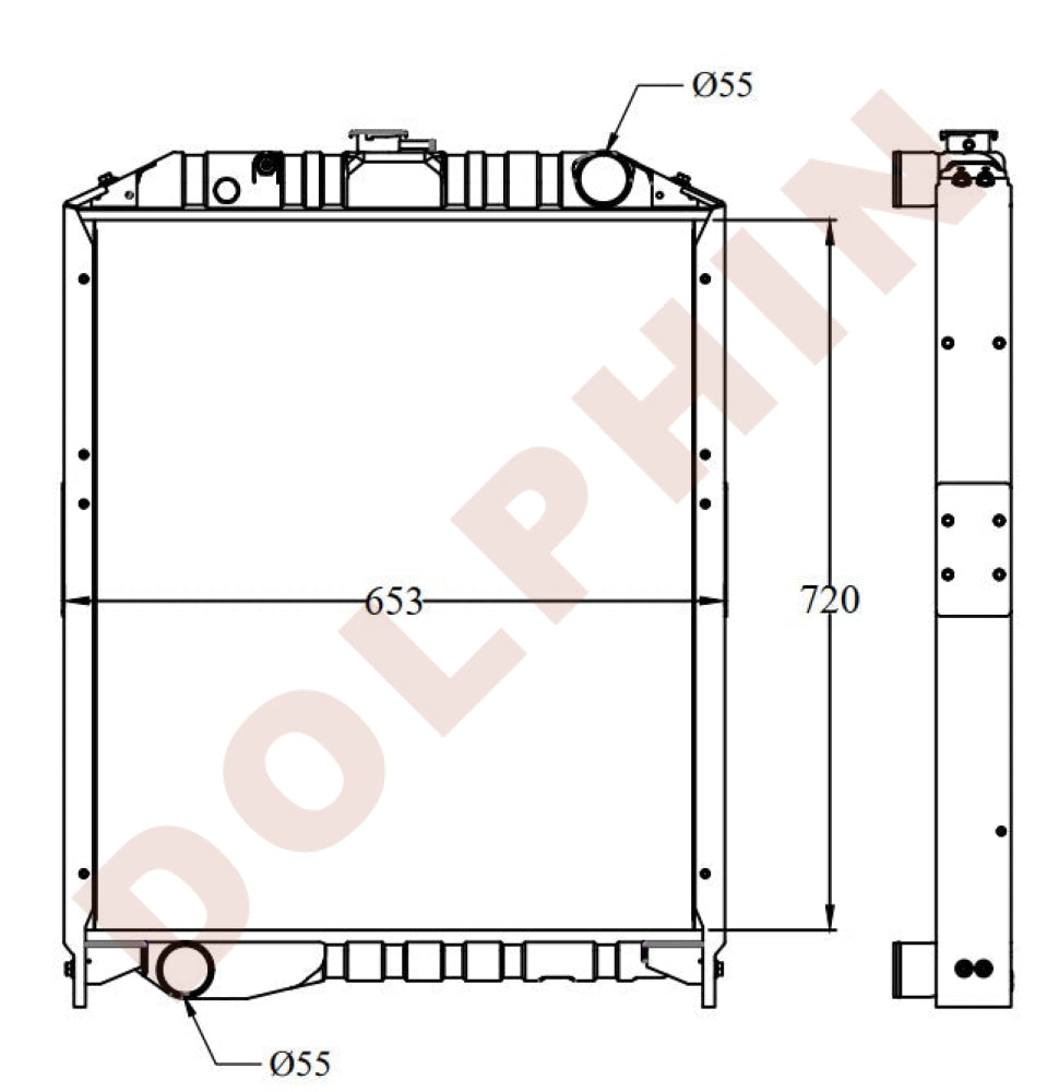 HINO  Radiator - HINO RANGER J08CFG1, PRO 720 x 653 x 61 mm