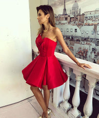 Simple red short prom dress, red homecoming dress - shdress