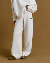 Varsity Knit Straight Leg Sweatpants - Cream/Coffee Bean