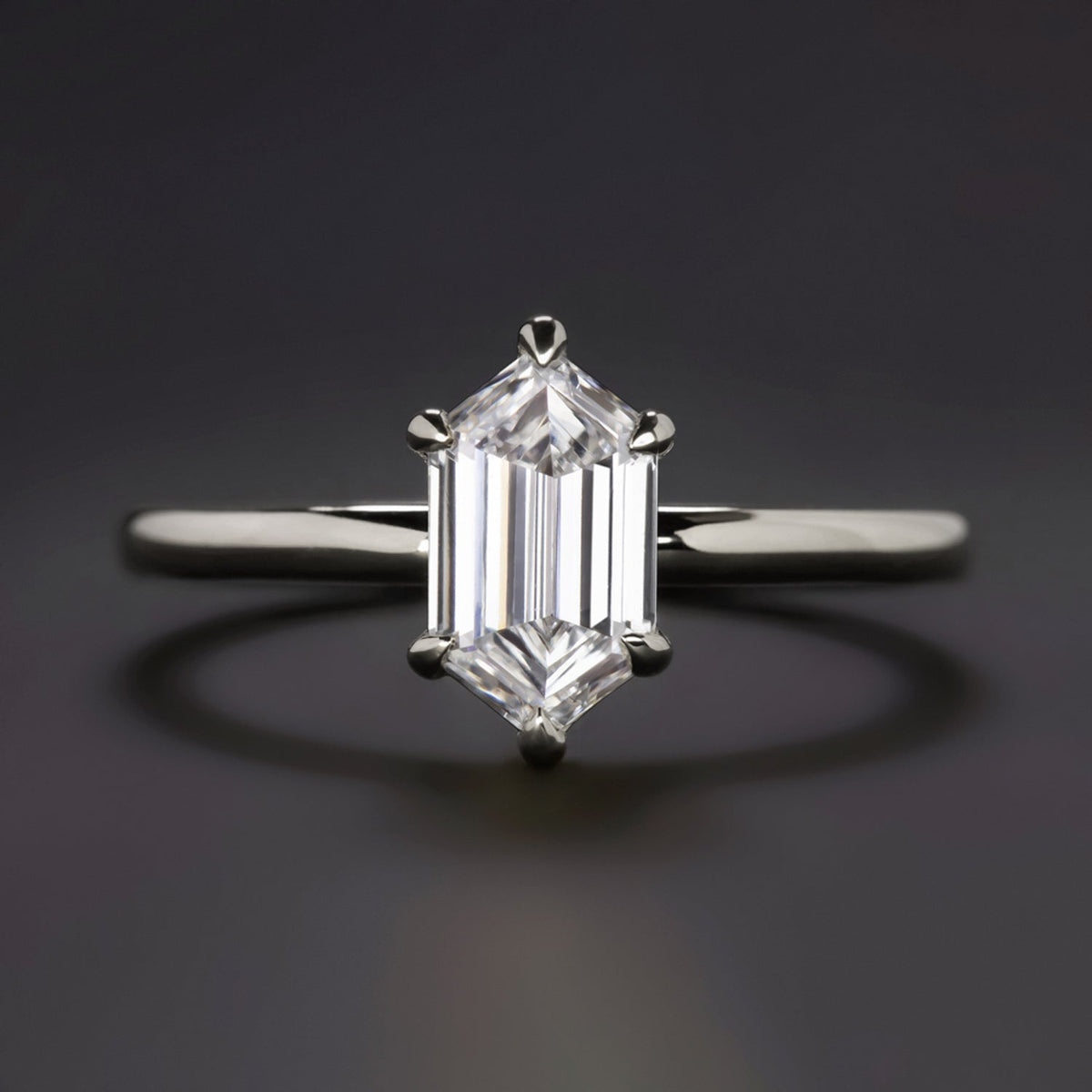 1.15ct LAB CREATED DIAMOND ENGAGEMENT RING HEXAGON SHAPE CUT PLATINUM SOLITAIRE