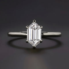 1.15ct LAB CREATED DIAMOND ENGAGEMENT RING HEXAGON SHAPE CUT PLATINUM SOLITAIRE