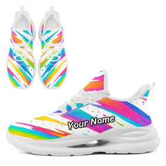 Rainbow Paint Splatter Athletic Sneakers, Vibrant Graffiti Art Pride Color Trainers FN079-25027152