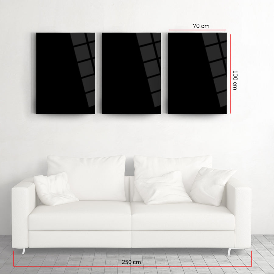 Geometrik Desen-5 3'lü set cam tablo, modern oturma odası dekorasyonu için şık ve dayanıklı parça.