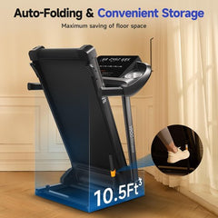 Treadmills for Home Use, Walking Pad Treadmill with Incline, Auto Foldable Treadmills for Home, 8.0 MPH Running Treadmill with Bluetooth Enabled, 300 lbs User Capacity