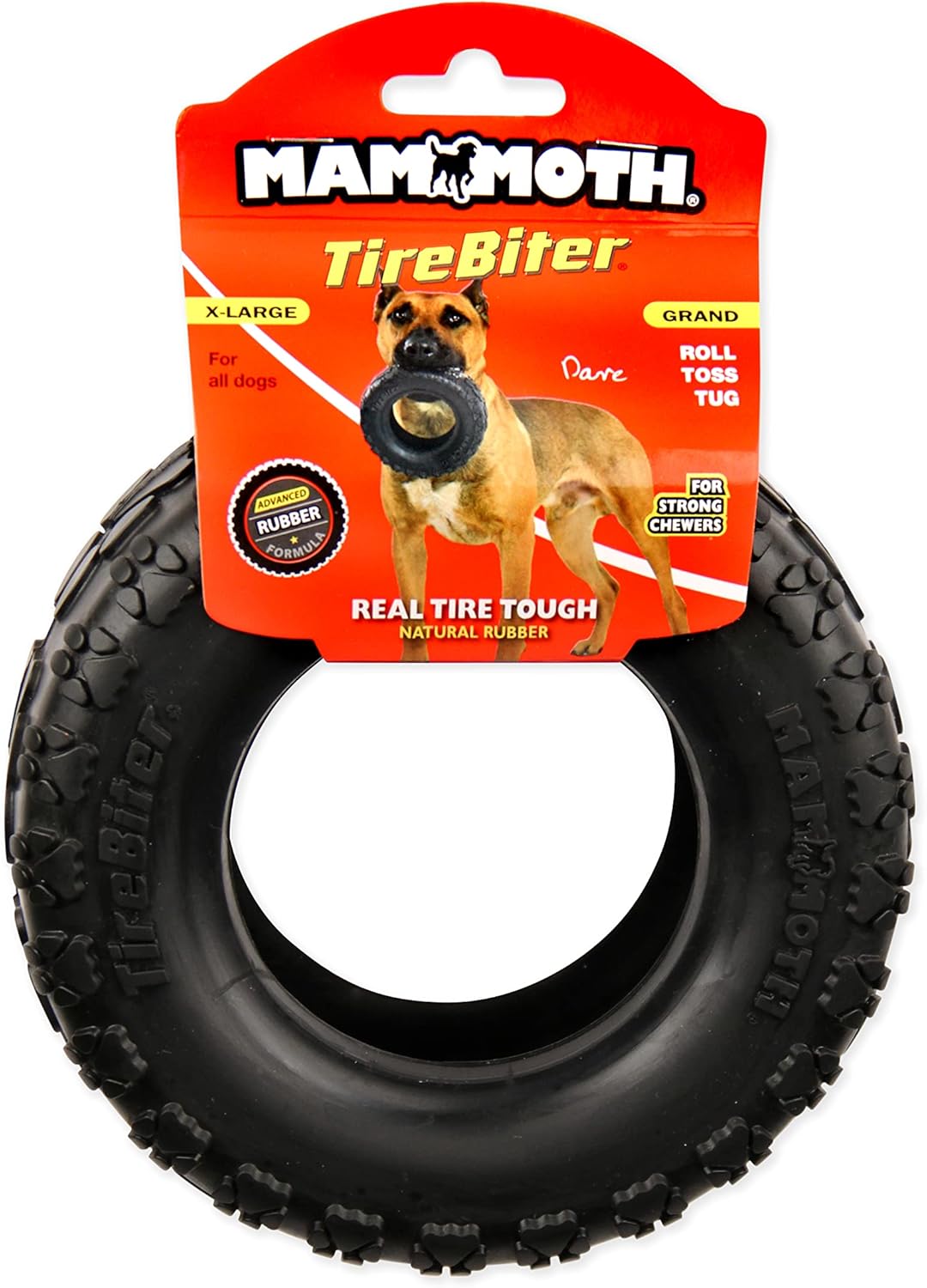 Mammoth TireBiterII – Natural Rubber Dog Toys for Extreme Chewers – Dog Toys for Extra Long Interactive Play – Aggressive Chewer Toys for Large - X-Large Dogs - X-Large 7”