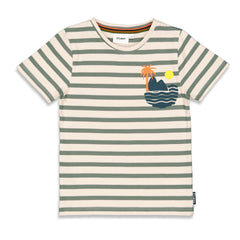 Jongens T-shirt streep - El Sol van Sturdy in de kleur Army in maat 128.