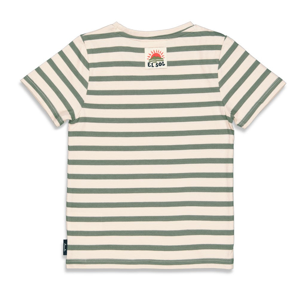 Jongens T-shirt streep - El Sol van Sturdy in de kleur Army in maat 128.