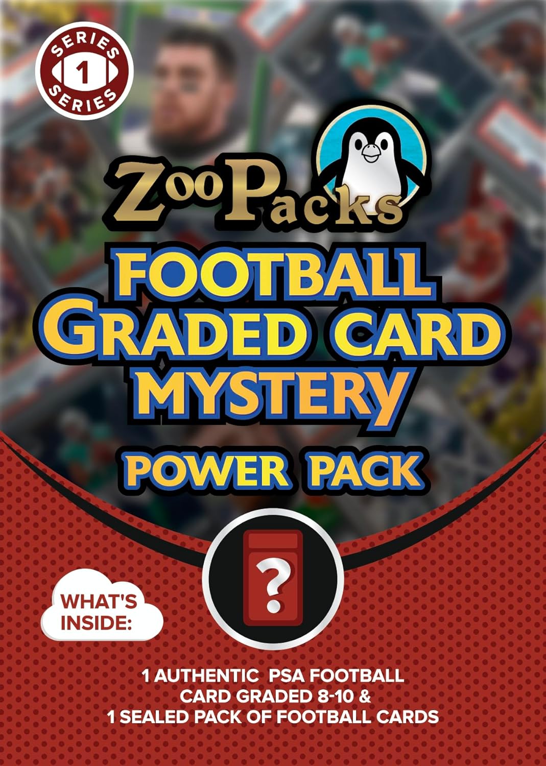 PSA Football Graded Card Mystery Pack | PSA Graded Football Card + 1 Sealed Pack of Cards | Grade 8+ Guaranteed | Contains One Graded Vintage, Rookie, Legend or Current Star | by Zoo Packs