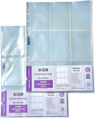 Meowcafe K-KEEP A4 Slim 9 Pocket Premium Single Sided Kpop Photocard Binder Pages, 63x93mm Pocket Size, 11 Holes, 100 Micron, Generic Fit 3 Ring Office Binder and 4 Ring Binder, 50 Pages Set