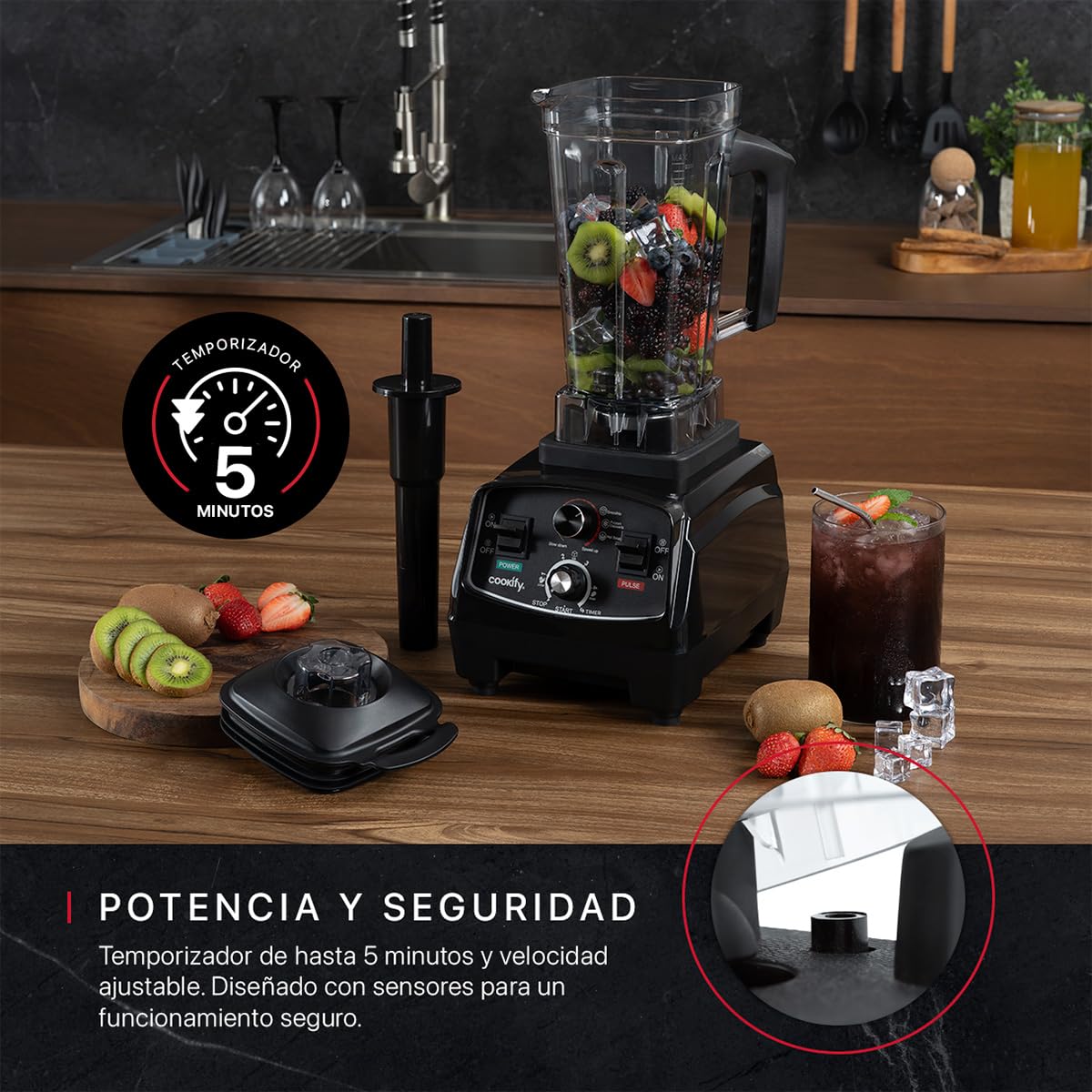 Licuadora Profesional Cookify Azul Alto Poder Trituración Total