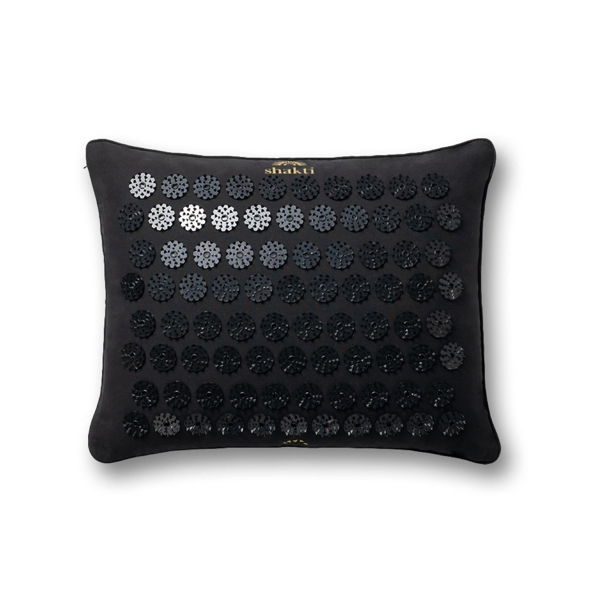 ShaktiMat Premium Acupressure Pillow, Level 1 Intensity in Shakti Black, Massage Muscles, Aid Sleep & Unlock Inner Tension | Similar to Acupuncture | FSA/HSA Eligible | Organic Cotton Certified