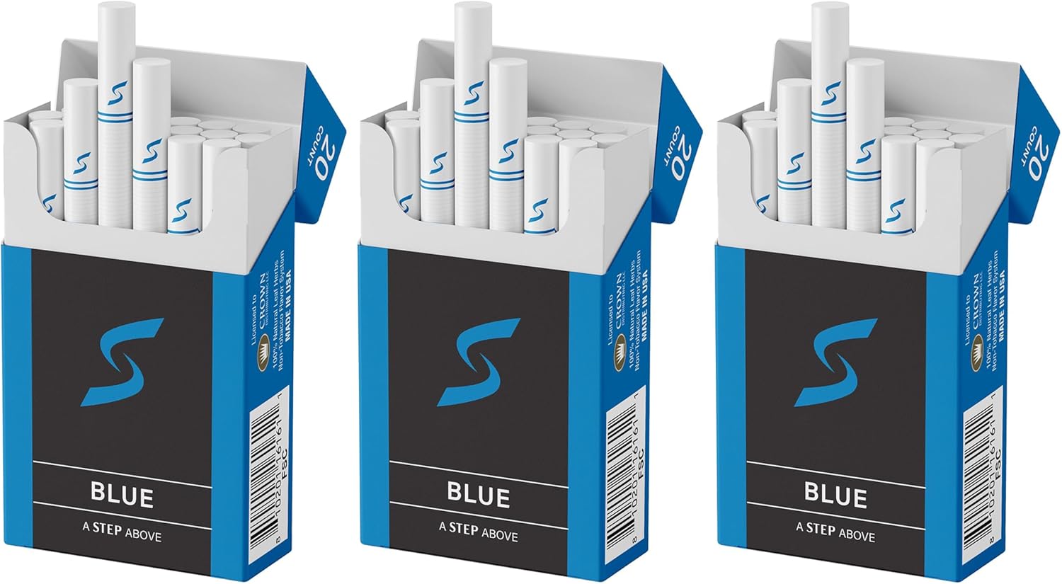 STEP Blue Light Smooth Herbal Cigarettes - (3 Boxes = 60ct)