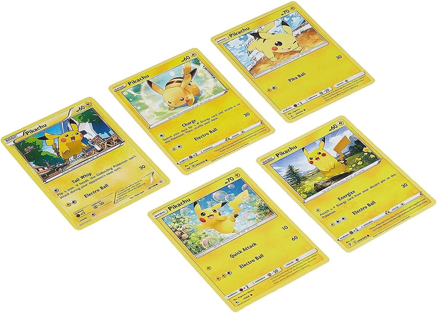 3. 5 Assorted Pikachu Pokemon Cards