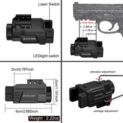 Aluminium USB Rechargeable Taurus G2c G3C Pistol Green Laser Light Combo, 600 Lumens Tactical Picatinny Rail Light with Laser Sight for Rifle