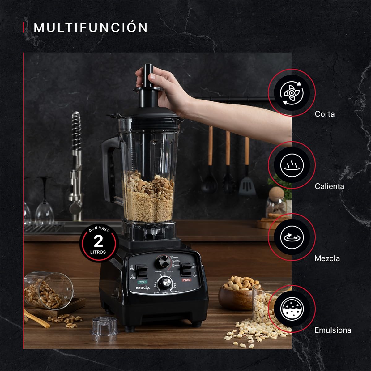 Licuadora Profesional Cookify Azul Alto Poder Trituración Total