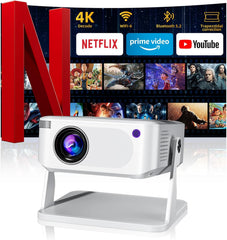 Mini Projector with WiFi 6 and Bluetooth 5.2, Portable Projector 4K Support, Auto Vertical Keystone 270° Rotatable, Compatible with Smartphone/TV Stick/Box/USB/HDMI