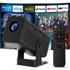 Mini Projector, Portable Projector 4K Support, Full HD 1080P Outdoor Movie Projector with WiFi6 and Bluetooth,Auto Focus with Built-in Apps Proyector,Compatible with HDMI/USB/iOS/Android