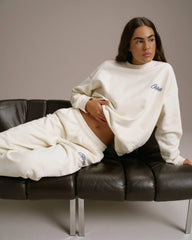 Varsity Collegiate Oversized Sweatshirt - Marshmallow White