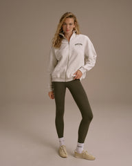 AS Oversized Full Zip Funnel Neck Sweatshirt - Light Grey Melange/Dark Olive