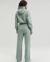 Rib Waist Straight Leg Sweatpants - Cloud Blue