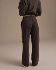 Varsity Loose Fit Sweatpants - Washed Coffee Bean/Marshmallow White