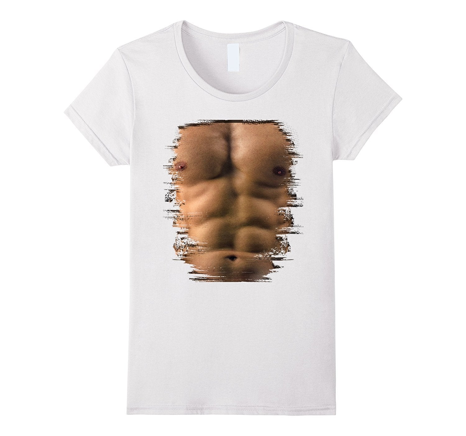 Realistic Chest Six Pack Abs Tone Muscle Man Funny T Shirt