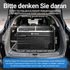 AAOBOSI Elektrische koelbox, 115 l, dubbele zone, koelbox met compressie, wifi, app, 12 V/24 V en 100-240 V, koelkast, camping, -20 °C tot 20 °C, voor auto, vrachtwagen, boot, camping, caravans