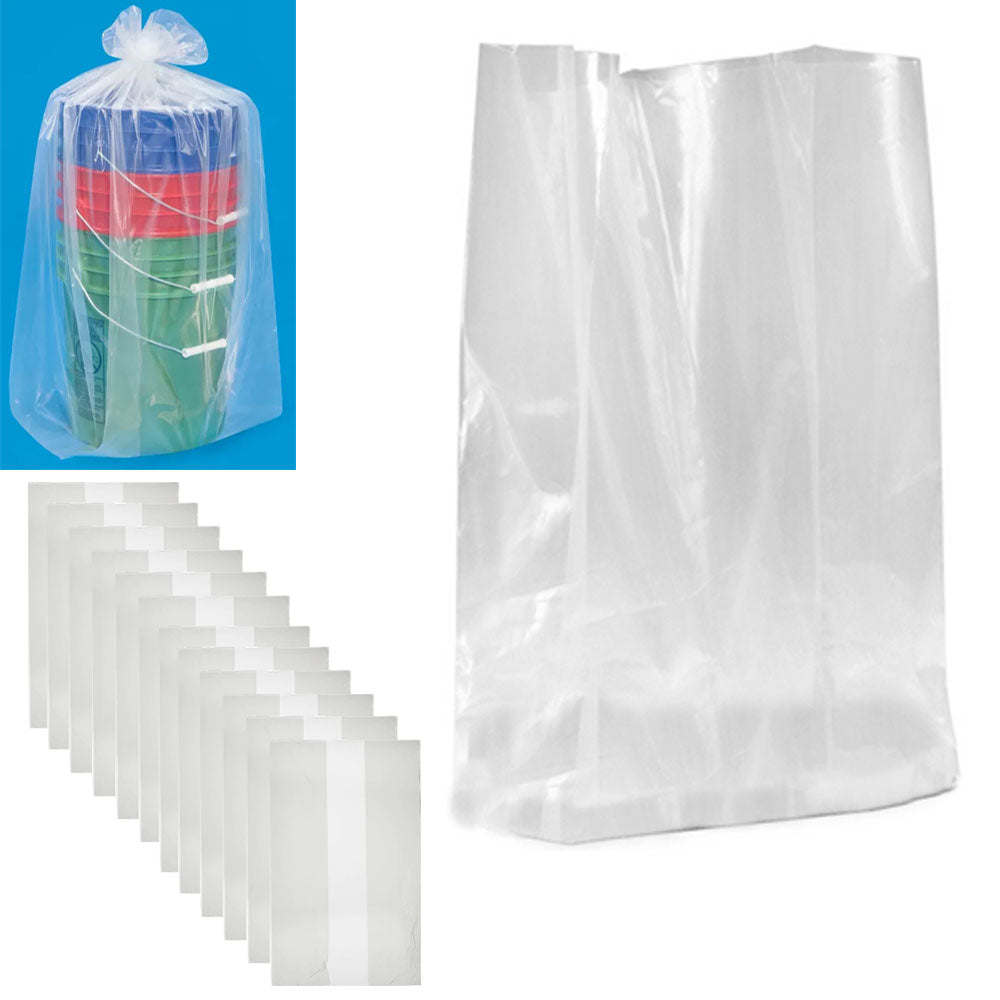 12 Pk Clear XL 3 Mil Gusseted Polyethylene Bags Poly Liner FDA USDA 20"x18"x 36"