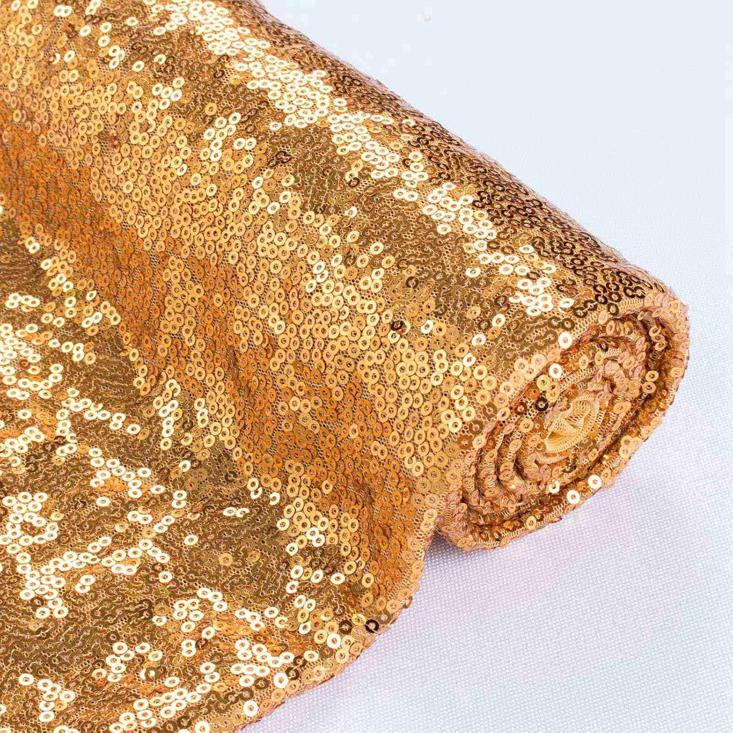Partisout Gold Sequin Fabric Glitter Fabric 3mm 2 Yard Sequin Fabric by The Yard Sparkly Fabric Little Mermaid Fabric Outdoor Glitter Material for Dress Clothing Wedding Home Dec (2 Yards, Gold)