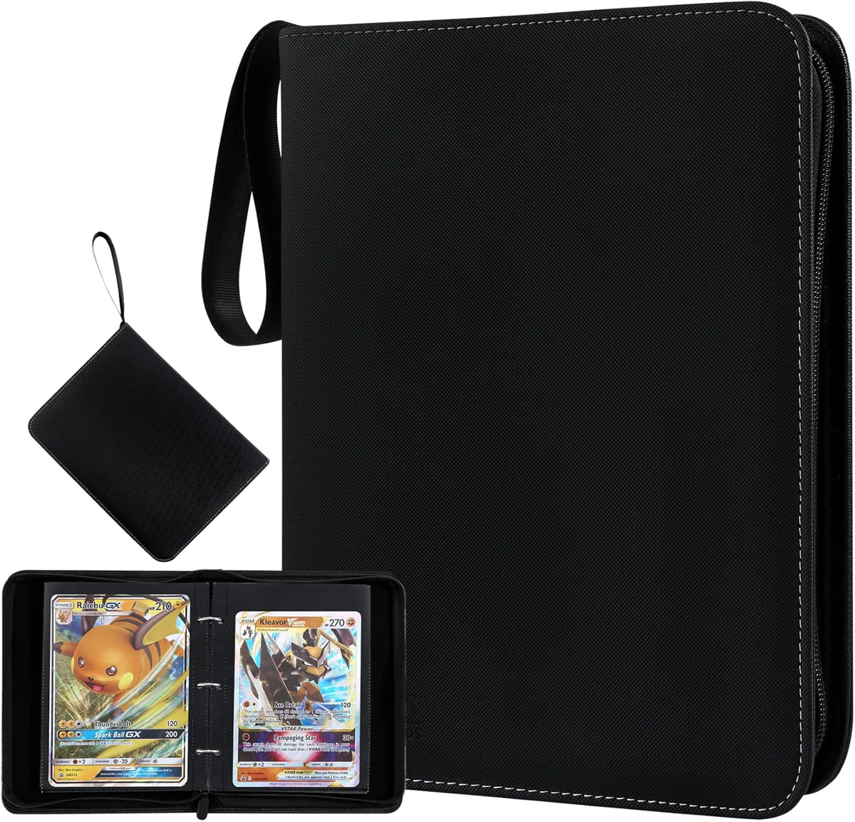 Jumbo Card Binder for Pokemon Jumbo Cards, iofeiwak® Oversized 2 Pockets Card Binder with 3 Rings - Holds 80 Cards with 40 Removable Sleeves - Portable & Lightweight (X-Large 5.9"x8.1")