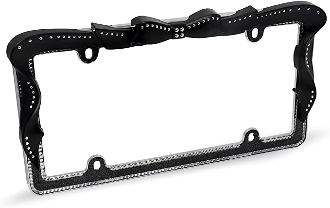 Cruiser Accessories 18545 Ribbon Bling License Plate Frame, Black/Chrome