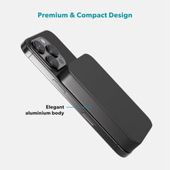 Epico 20W UltraPack EM71 Alu Mag+ 10.000 mAh Power Bank med USB-C - MagSafe og Qi2 Kompatibel - Svart