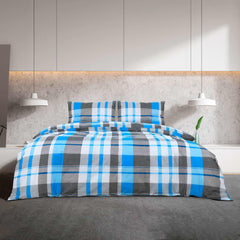 Sengesett blå og grå 220x240 cm bomull