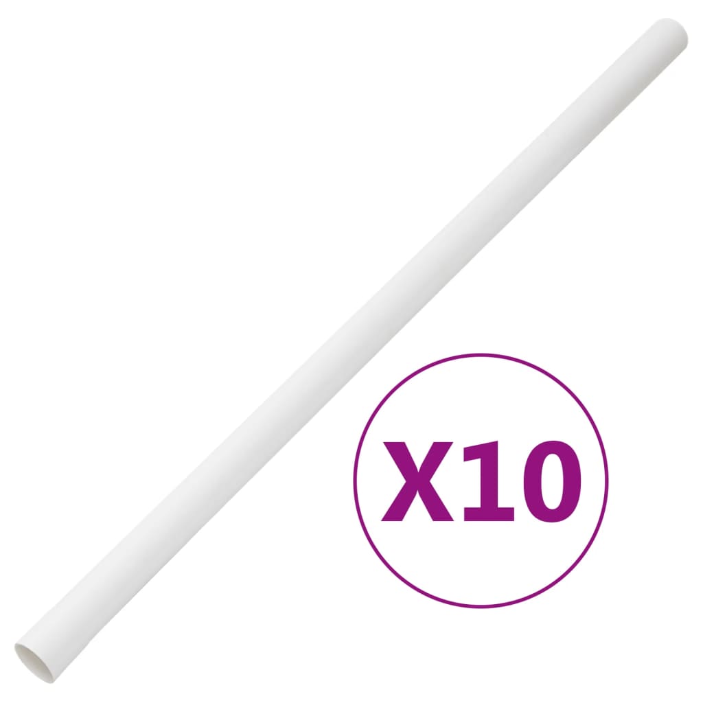 Pack of 10 white PVC cable trunking sections, 1.2 inches wide and 3.3 feet long each, with clips.
