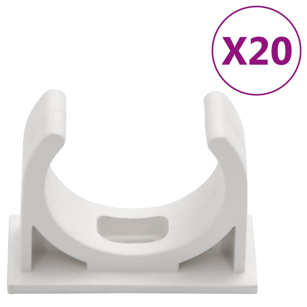 White 1.2-inch PVC cable trunking section with clip, pack of 20.