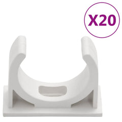 White 1.2-inch PVC cable trunking section with clip, pack of 20.
