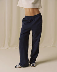 Branded Straight Leg Sweatpants - Navy Blue