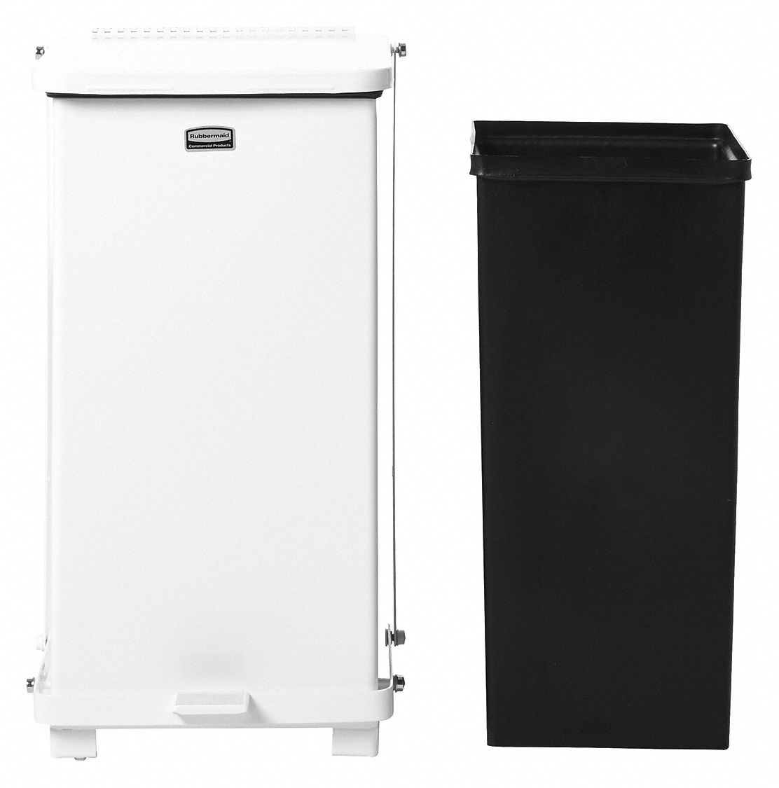 Rubbermaid 40 gal Square Step Can, Metal, White - FGST40EPLWH