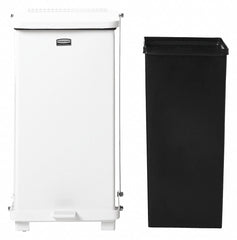Rubbermaid 40 gal Square Step Can, Metal, White - FGST40EPLWH
