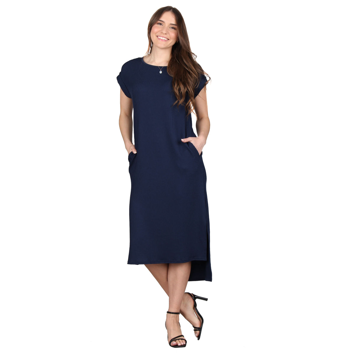 Wavy Ribbed Midi Dress