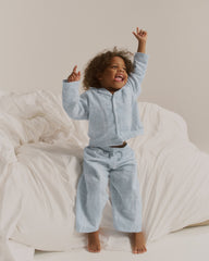 Mini Brushed Checked Pyjamas - Light Blue