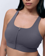 Ultimate Zip Front Bra - Dark Grey