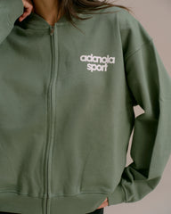 AS Bold Oversized Full Zip Sweatshirt - Eden Green/Marshmallow White