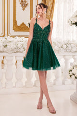 A-Line Cocktail Dress With Floral Details By Cinderella Divine -9245