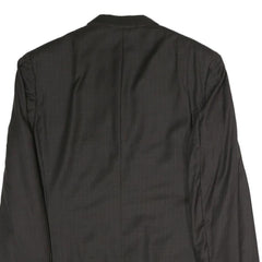 BURBERRY Mens Black Pinstripe Jacket L Cotton Classic Tailored Button Closure