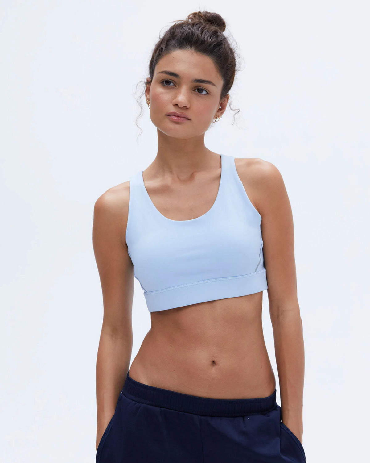 Mesh Open Back Bra - Powder Blue