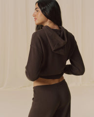 Lightweight Merino Wool Knit Hoodie - Coffee Bean